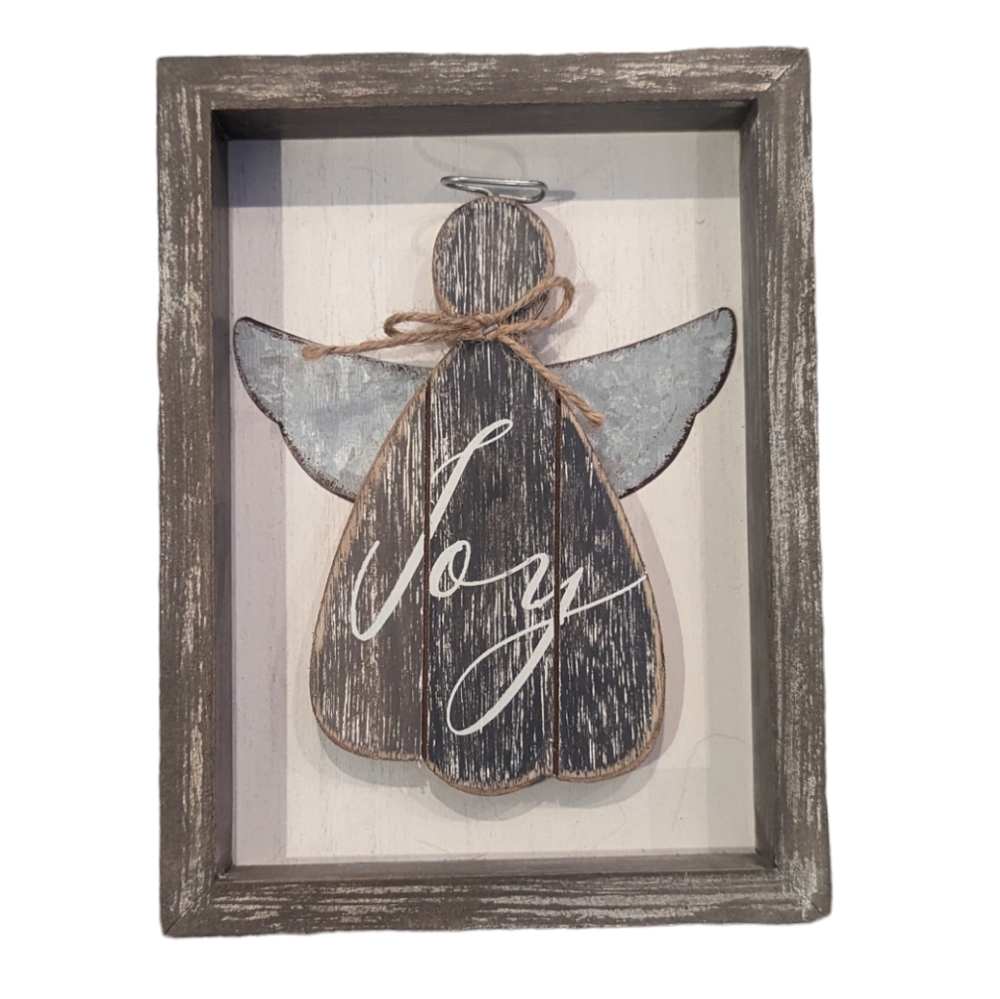 Angel Joy Wall Hanging Wood Holiday Christmas Art Decor